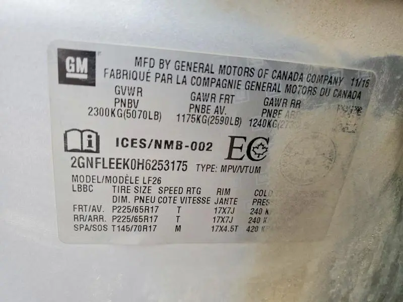 2017 CHEVROLET EQUINOX LS  