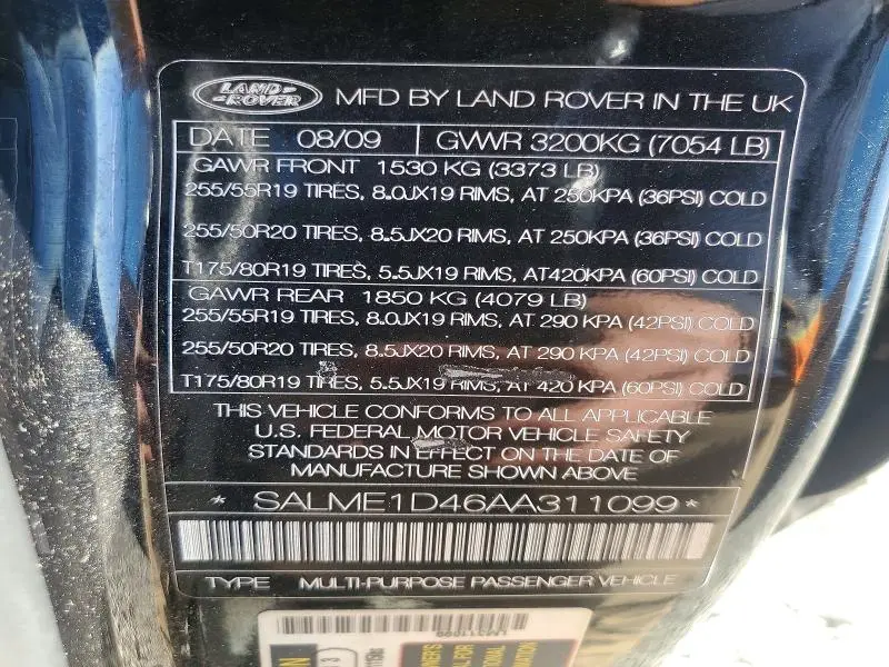 2010 LAND ROVER RANGE ROVER HSE  