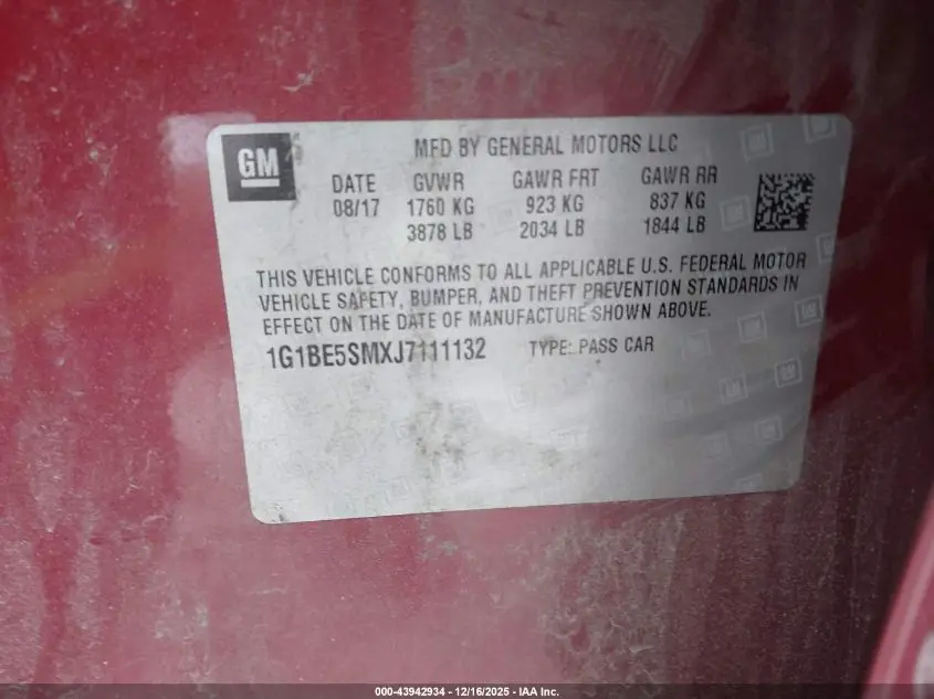 2018 CHEVROLET CRUZE LT AUTO