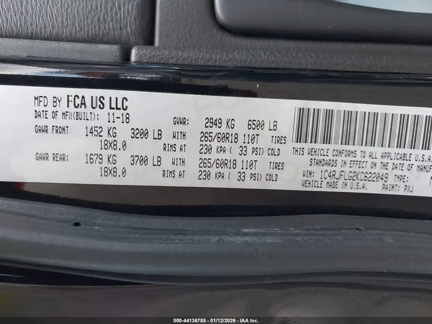 2019 JEEP GRAND CHEROKEE TRAILHAWK 4X4