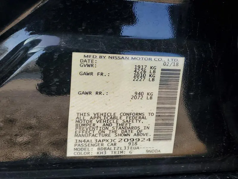 2018 NISSAN ALTIMA 2.5 SV  