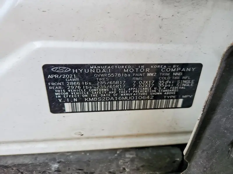 2021 HYUNDAI SANTA FE BLUE  