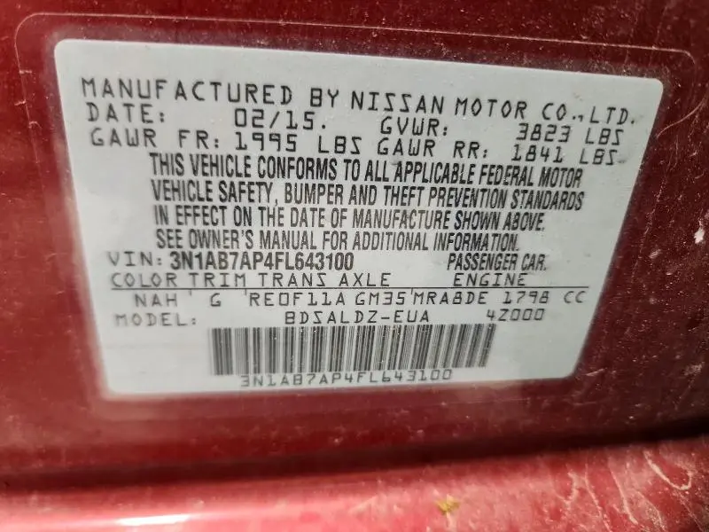 2015 NISSAN SENTRA SV  