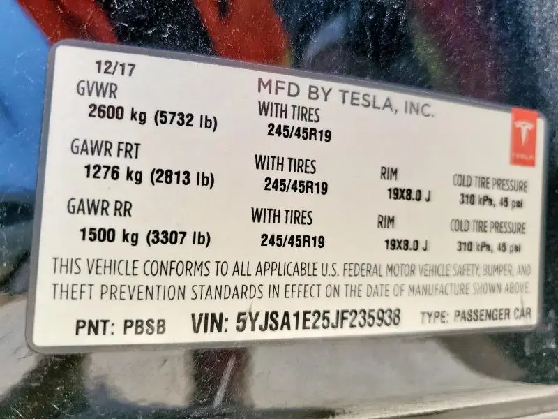 2018 TESLA MODEL S   