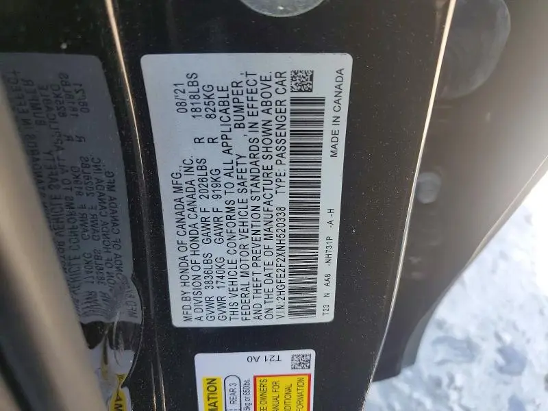2022 HONDA CIVIC LX  