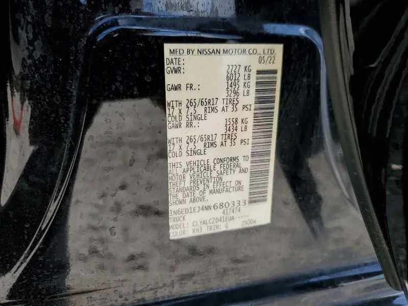 2022 NISSAN FRONTIER SV  
