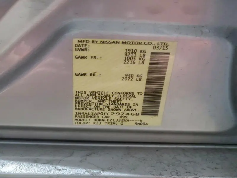 2015 NISSAN ALTIMA 2.5  