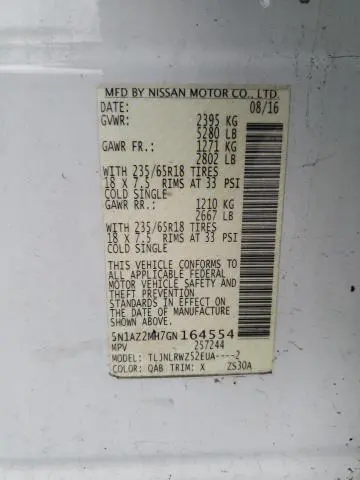 2016 NISSAN MURANO S  