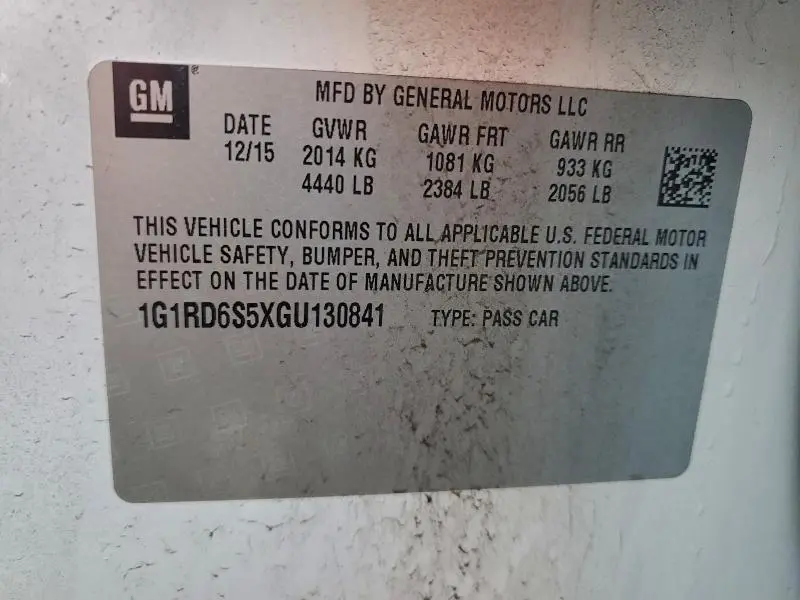 2016 CHEVROLET VOLT LTZ  