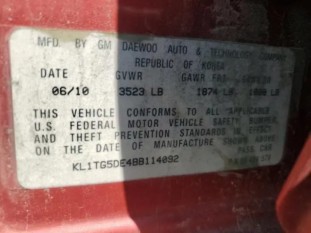 2011 CHEVROLET AVEO LT