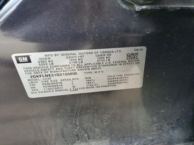2016 GMC TERRAIN SLE  