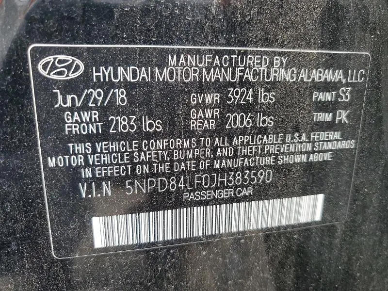 2018 HYUNDAI ELANTRA SEL  