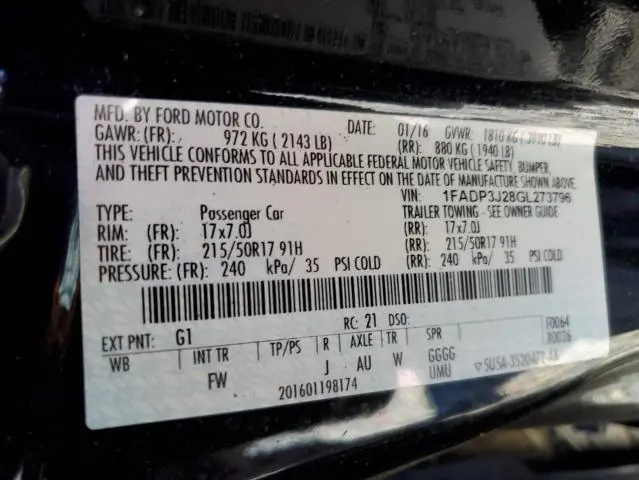 2016 FORD FOCUS TITANIUM  