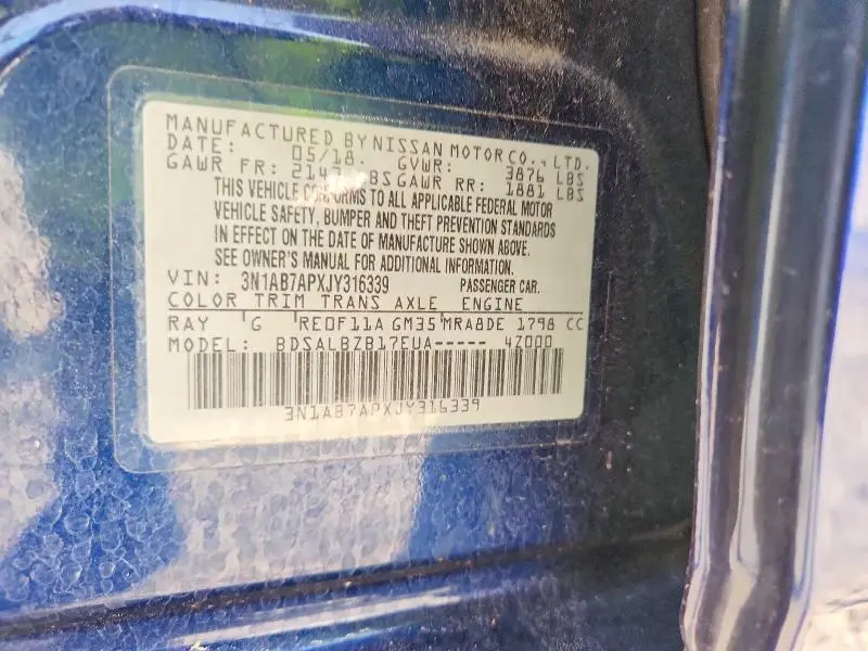 2018 NISSAN SENTRA S  