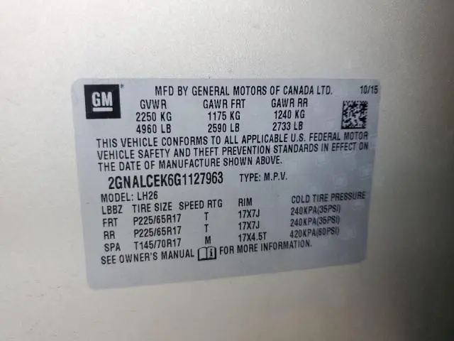 2016 CHEVROLET EQUINOX LT  