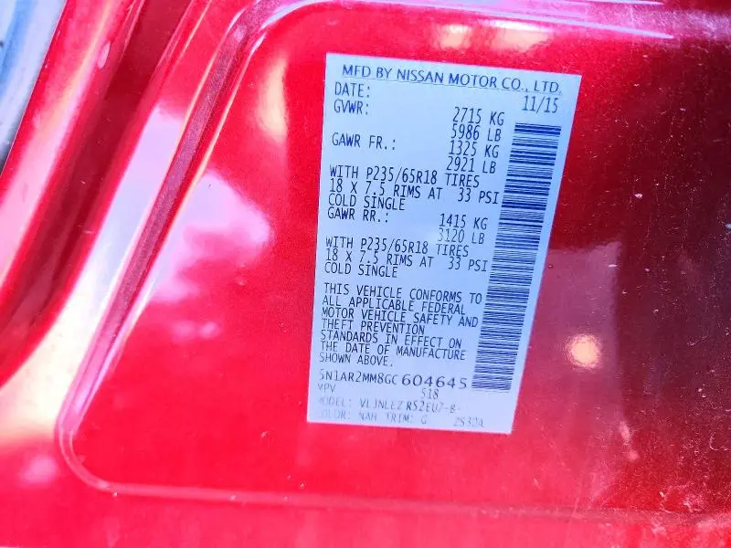 2016 NISSAN PATHFINDER S  