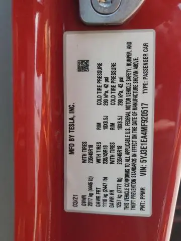2021 TESLA MODEL 3   