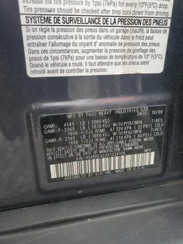 2010 SUBARU OUTBACK 2.5I  