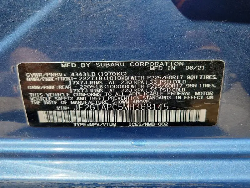 2021 SUBARU CROSSTREK PREMIUM  