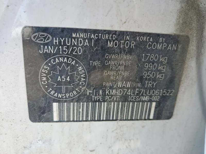 2020 HYUNDAI ELANTRA SE  