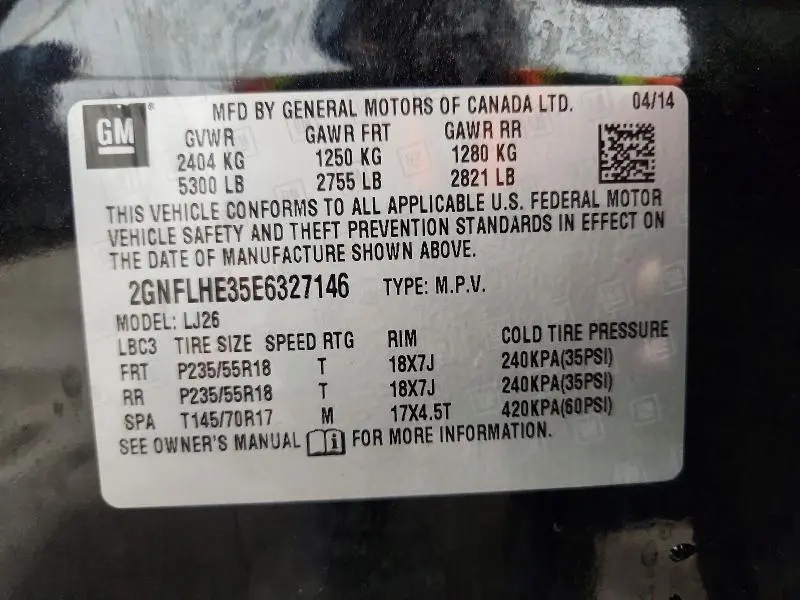 2014 CHEVROLET EQUINOX LTZ  
