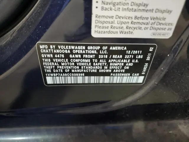 2012 VOLKSWAGEN PASSAT SE  