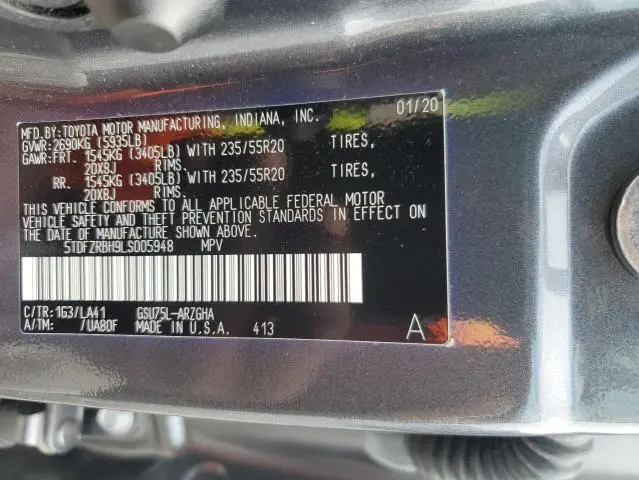 2020 TOYOTA HIGHLANDER PLATINUM  