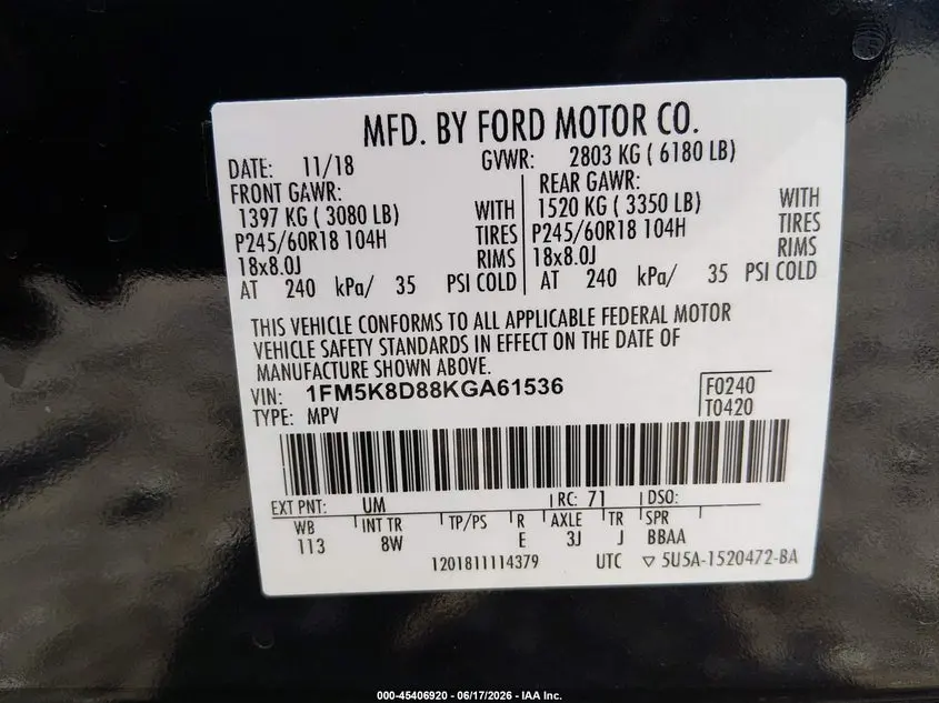 2019 FORD EXPLORER XLT
