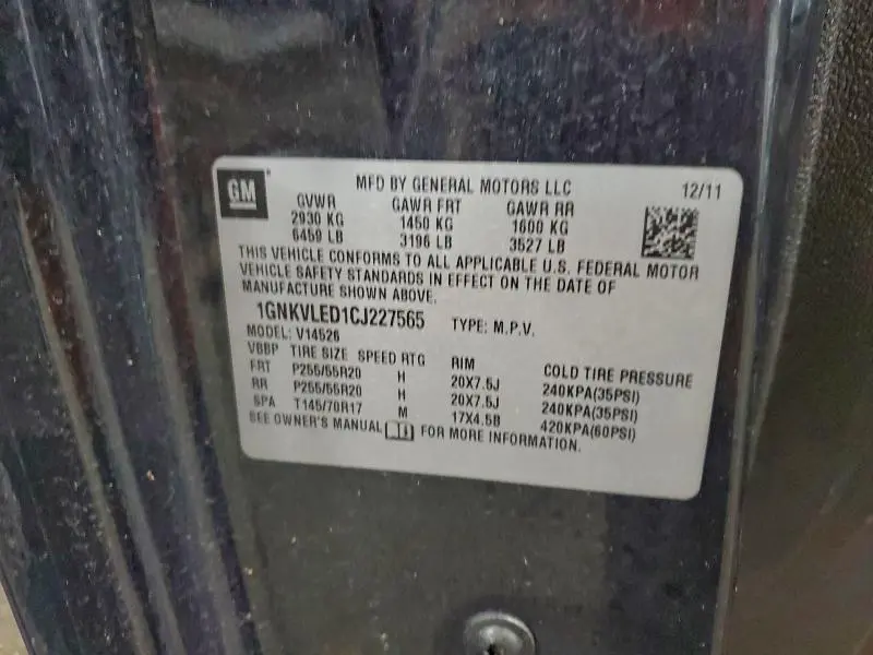 2012 CHEVROLET TRAVERSE LTZ  