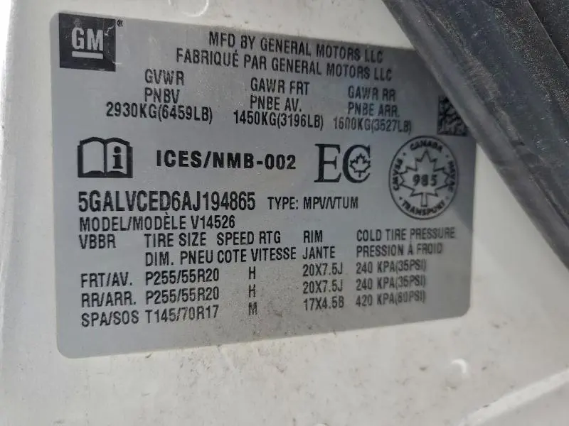 2010 BUICK ENCLAVE CXL  