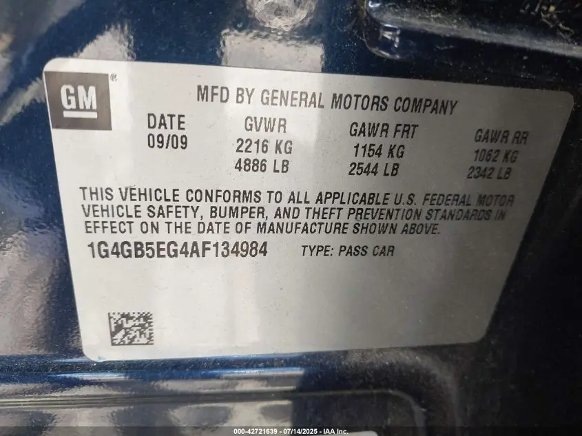 2010 BUICK LACROSSE CX