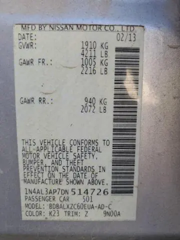 2013 NISSAN ALTIMA 2.5  