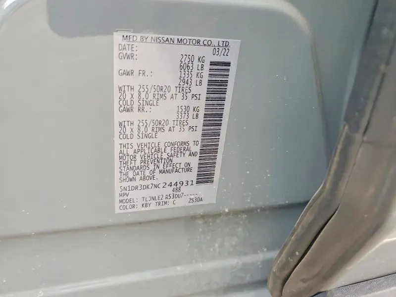 2022 NISSAN PATHFINDER PLATINUM  