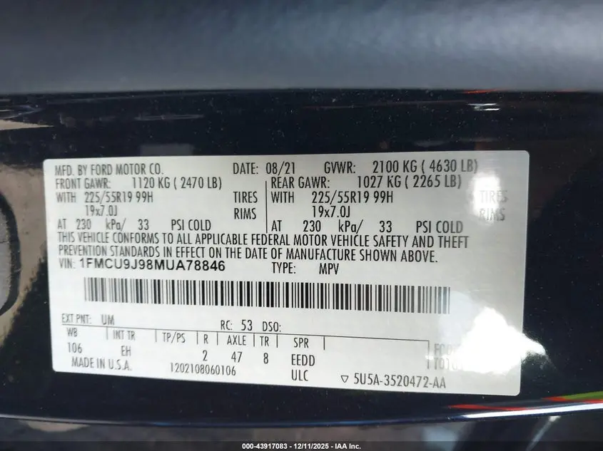 2021 FORD ESCAPE TITANIUM