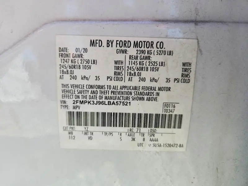 2020 FORD EDGE SEL  