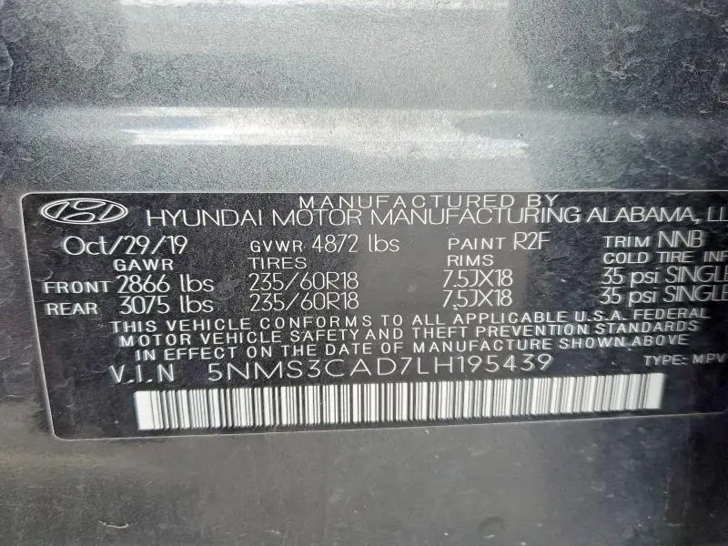 2020 HYUNDAI SANTA FE SEL  