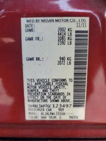 2016 NISSAN ALTIMA 3.5SL  