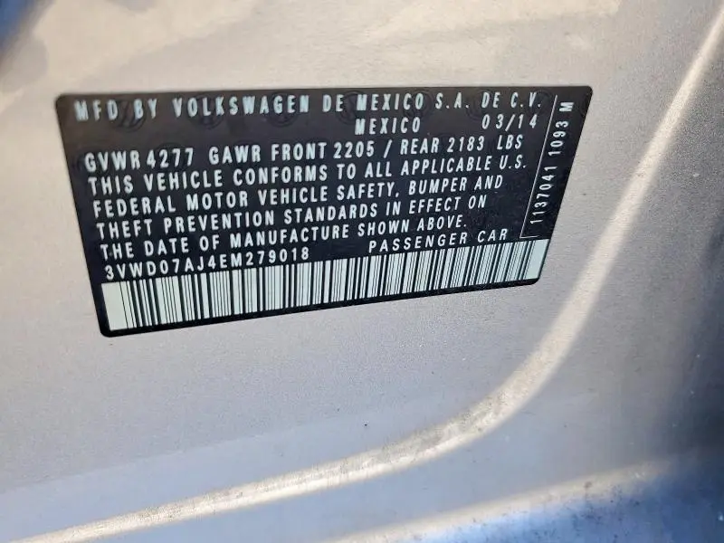 2014 VOLKSWAGEN JETTA SE  