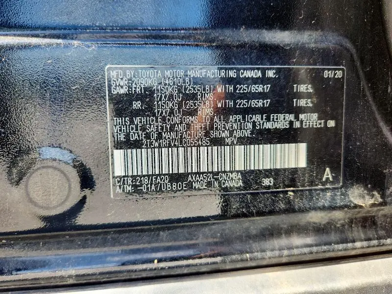2020 TOYOTA RAV4 XLE  