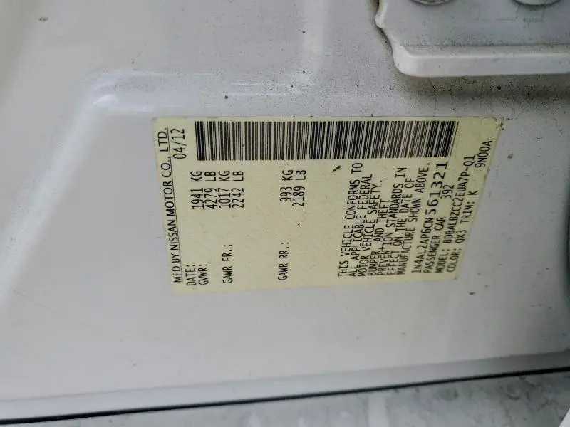 2012 NISSAN ALTIMA BASE  