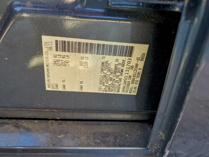 2012 NISSAN ALTIMA BASE  