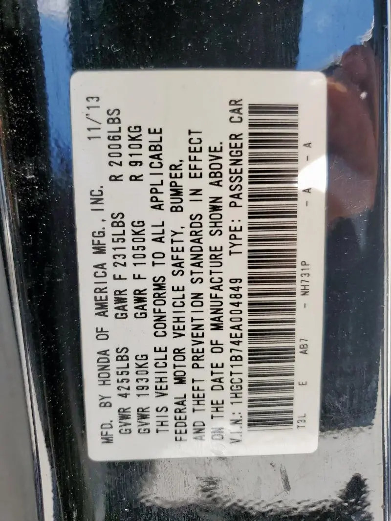 2014 HONDA ACCORD EX  