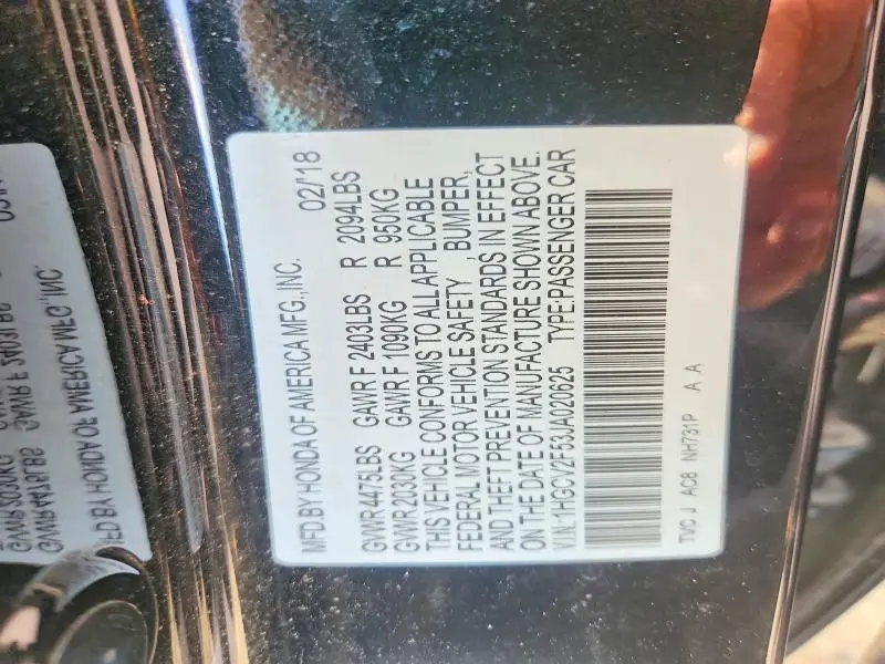 2018 HONDA ACCORD EXL  