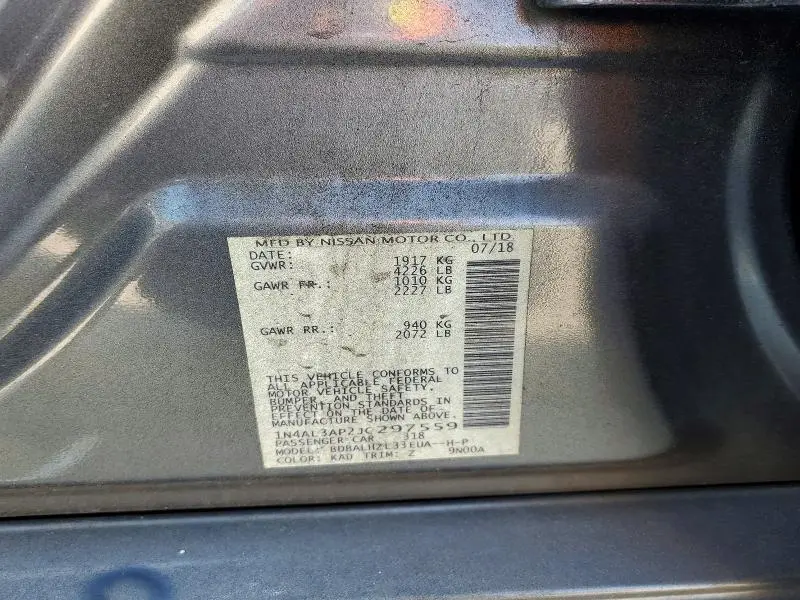 2018 NISSAN ALTIMA 2.5  