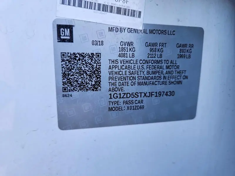 2018 CHEVROLET MALIBU LT  