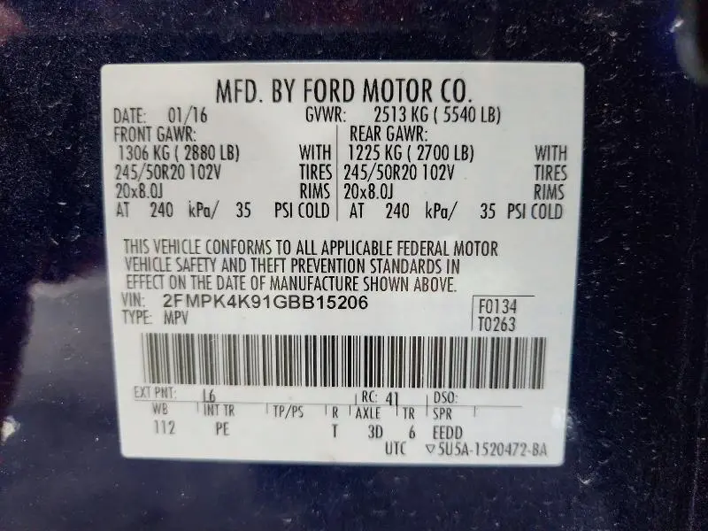 2016 FORD EDGE TITANIUM  