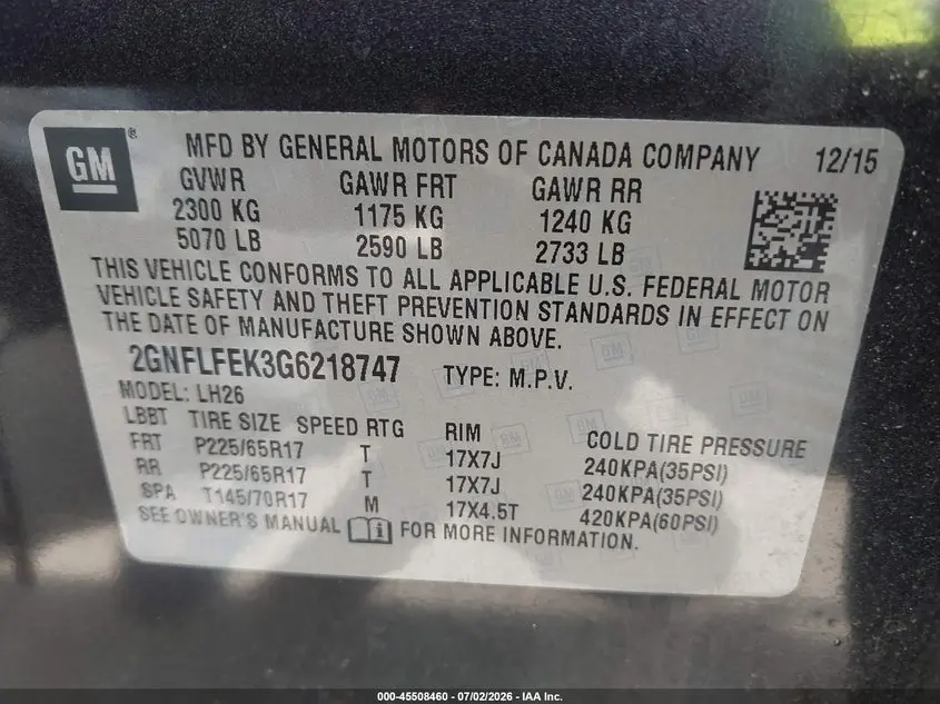 2016 CHEVROLET EQUINOX LT