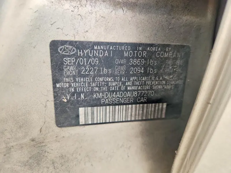 2010 HYUNDAI ELANTRA BLUE  