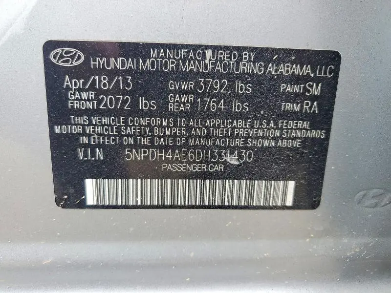 2013 HYUNDAI ELANTRA GLS  