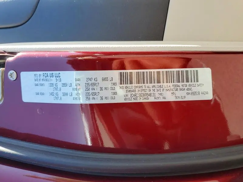 2019 CHRYSLER PACIFICA TOURING L  